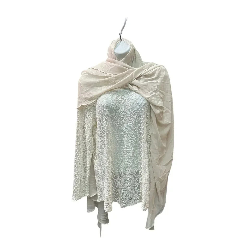 Tahari Sheer Champagne Shimmer Cream Shawl Wrap NWT Neutral Scarf